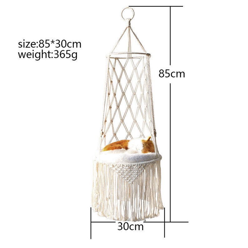 Macrame Hanging Pet Bed Macrame Cat Hammock Wall Hanging Etsy