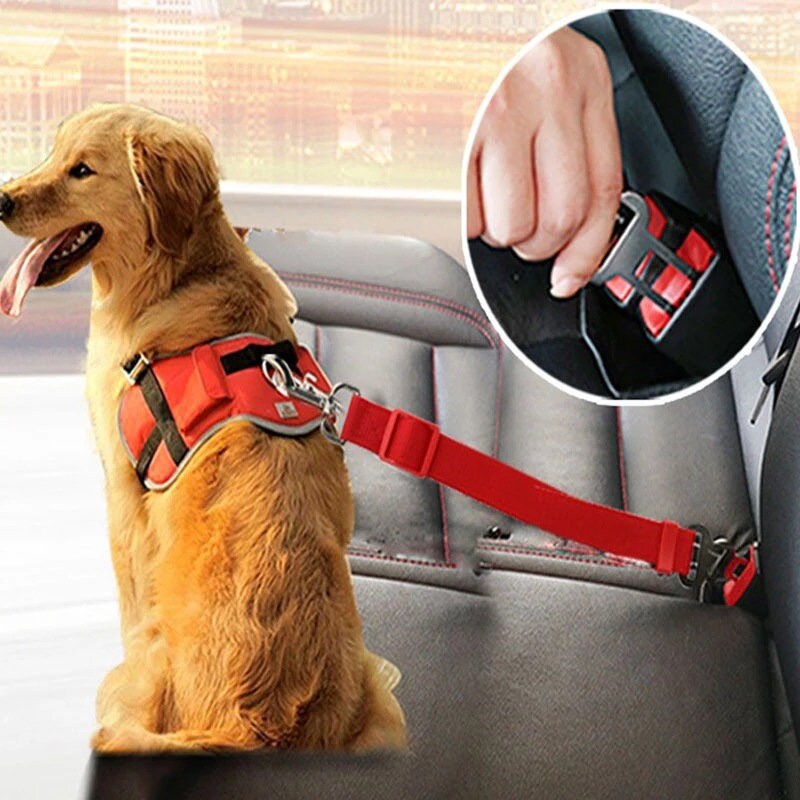 Black- 2 Pack Pet Safety Leads Vehicle Seatbelt UNIPETTY Dog Seat Belt Retractable Nlyon Car Leash for Pet Dog Cat 