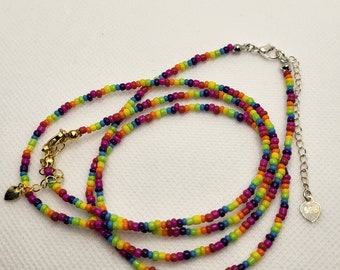 Rainbow necklace, rainbow, seed beads, seed bead