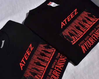Ateez IN YOUR FANTASY Tour Black Embroidered tshirt shirt tee