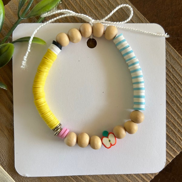 Clay and wood bead teacher bracelet