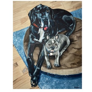 great Dane and French bulldog art print, watercolor painting, wall decor, giclee art print,