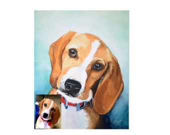 Custom pet portrait on paper or canvas, original hand painted watercolor of your dog or cat