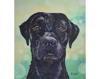 Black Lab Watercolor Print: Labrador Retriever Pet Portrait