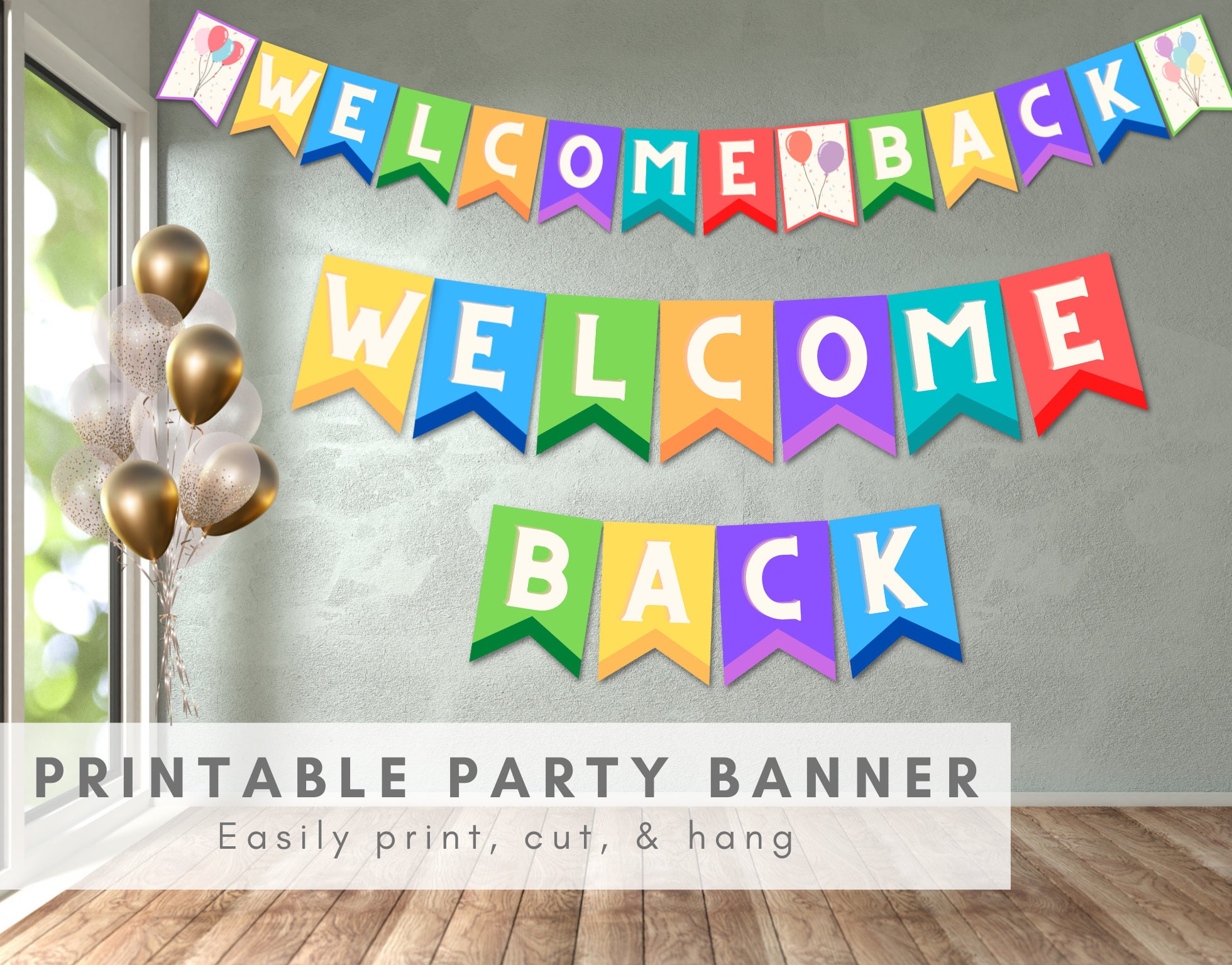 Cute Back to School multicolored bunting flags with words Welcome Back  isolated on white background ilustração do Stock