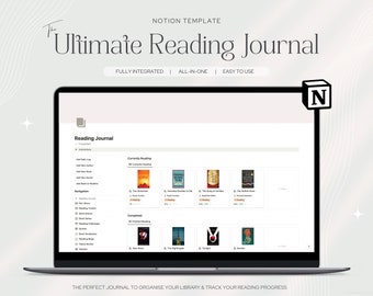 Notion Reading Journal Template, Notion Reading Tracker, Minimalist Notion Template, Notion Planner Aesthetic, Notion Reading Template