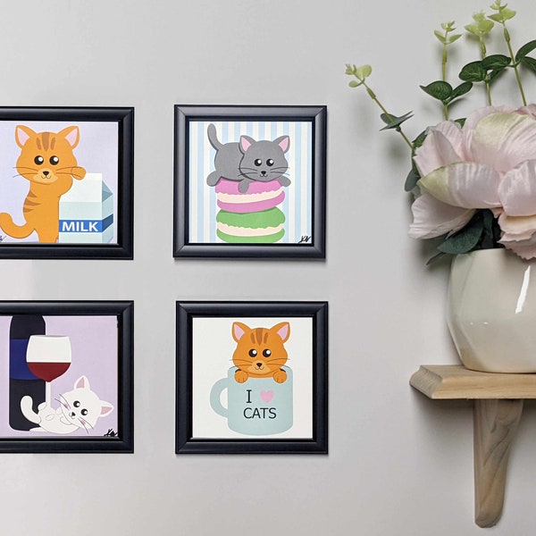 Small Picture Frame: Cats, Cute Cats, Cat Owner, Birthday Gift, Orange Cats, White Cats,Office Space,Office Decor,Kawaii Cats, Cute Cats