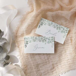 Eucalyptus Editable Name Cards, Digital Download Place Setting, Wedding Personalised Name cards, Template place settings for wedding