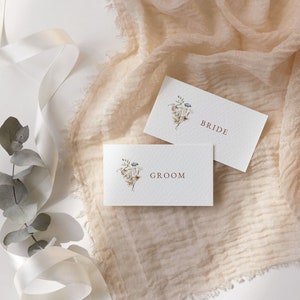 Tarjetas de nombre editables con flores otoñales, configuración de lugar de descarga digital, tarjetas de nombre personalizadas para bodas, plantillas de configuración de lugar para bodas