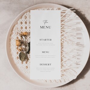 Custom Menu Design Editable Menu, Digital Download Wedding Menu ...