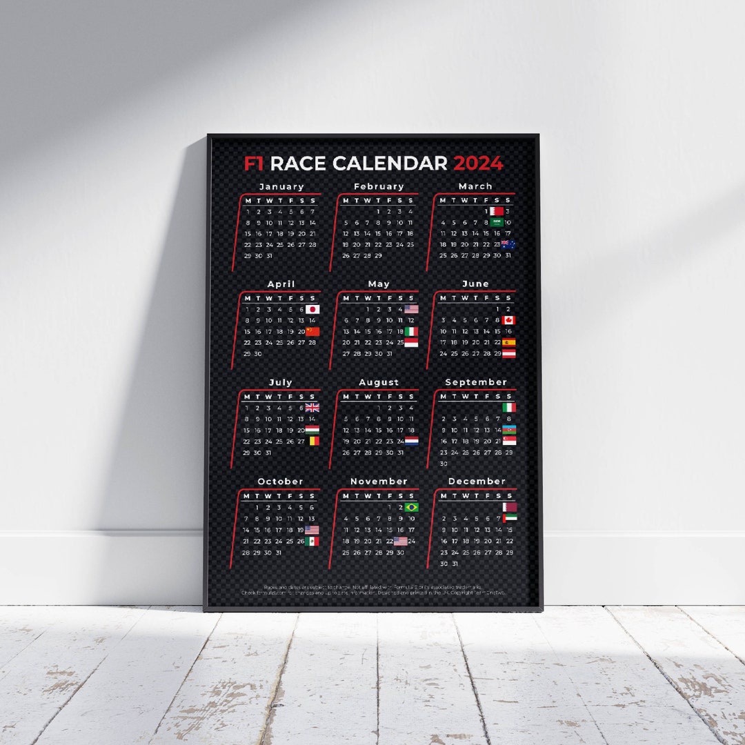 F1 2024 Season Calendar Etsy UK