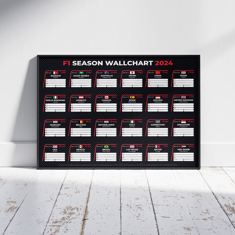 F1 2024 Season Wallchart Etsy