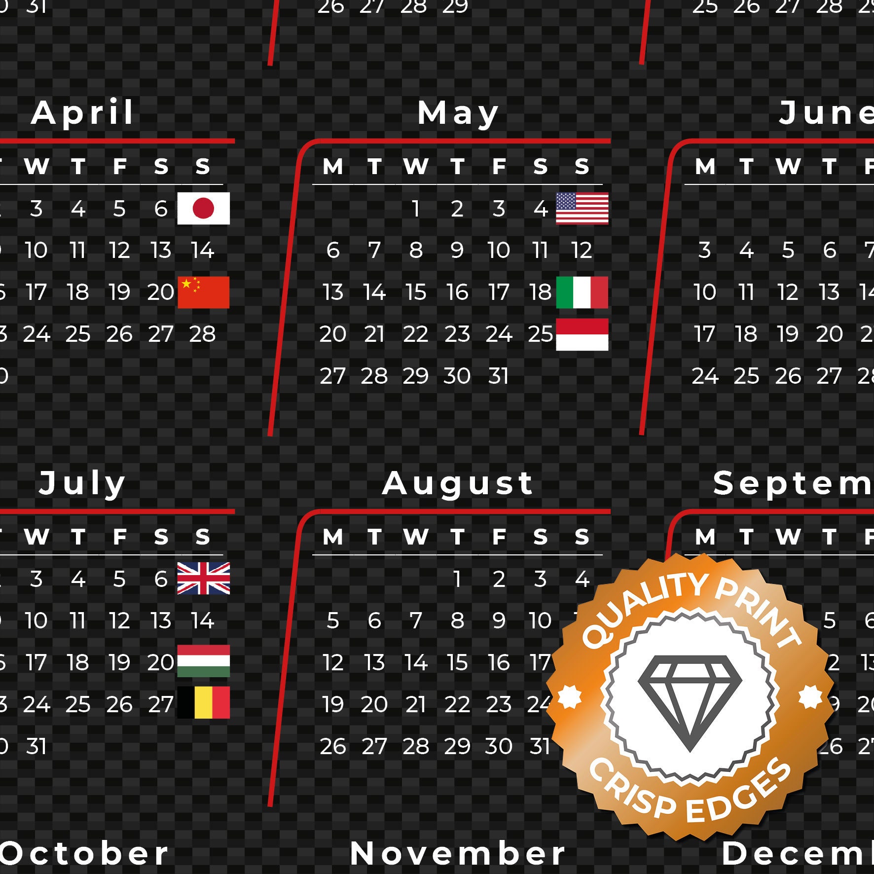 F1 2024 Season Calendar Etsy UK