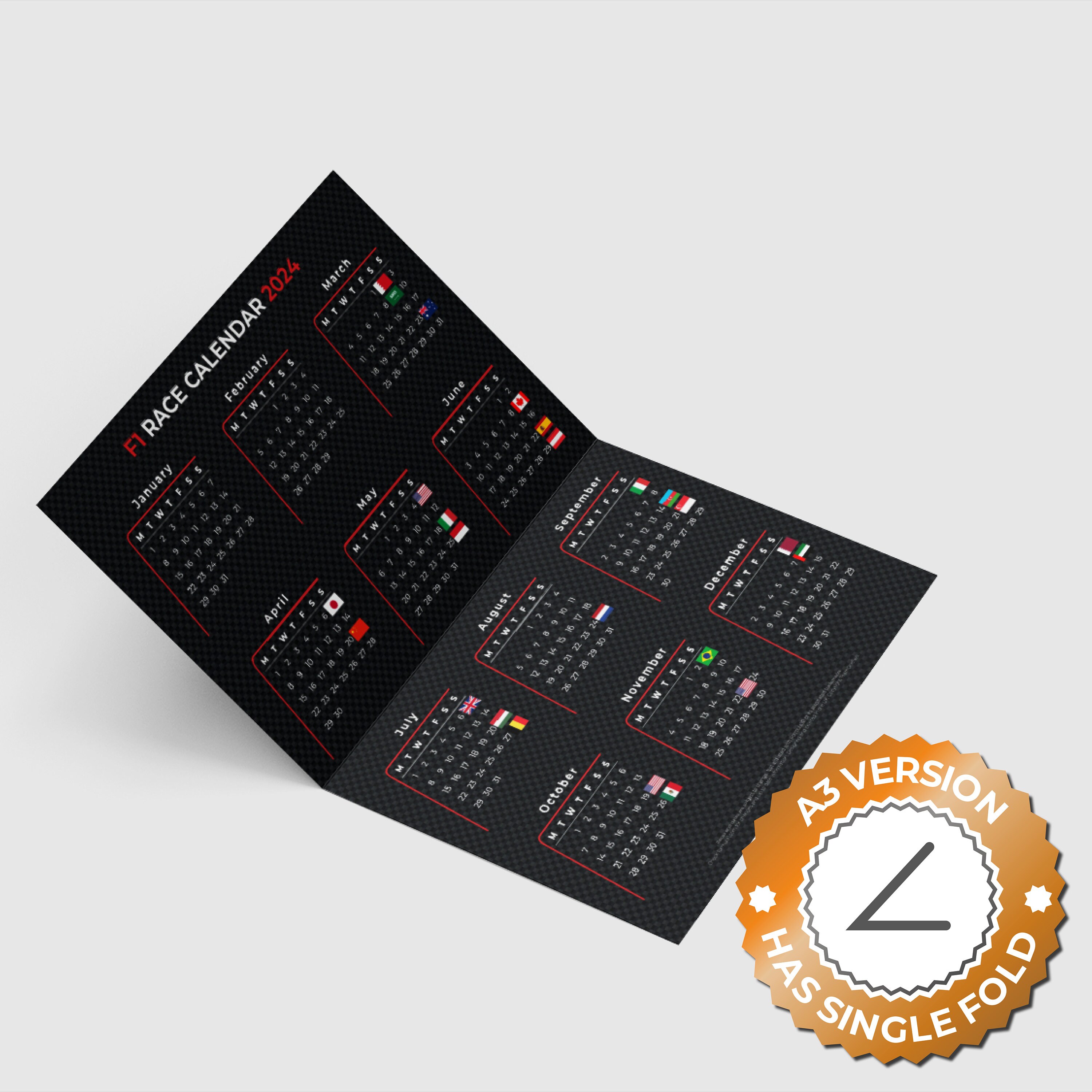 F1 2024 Season Calendar Etsy UK