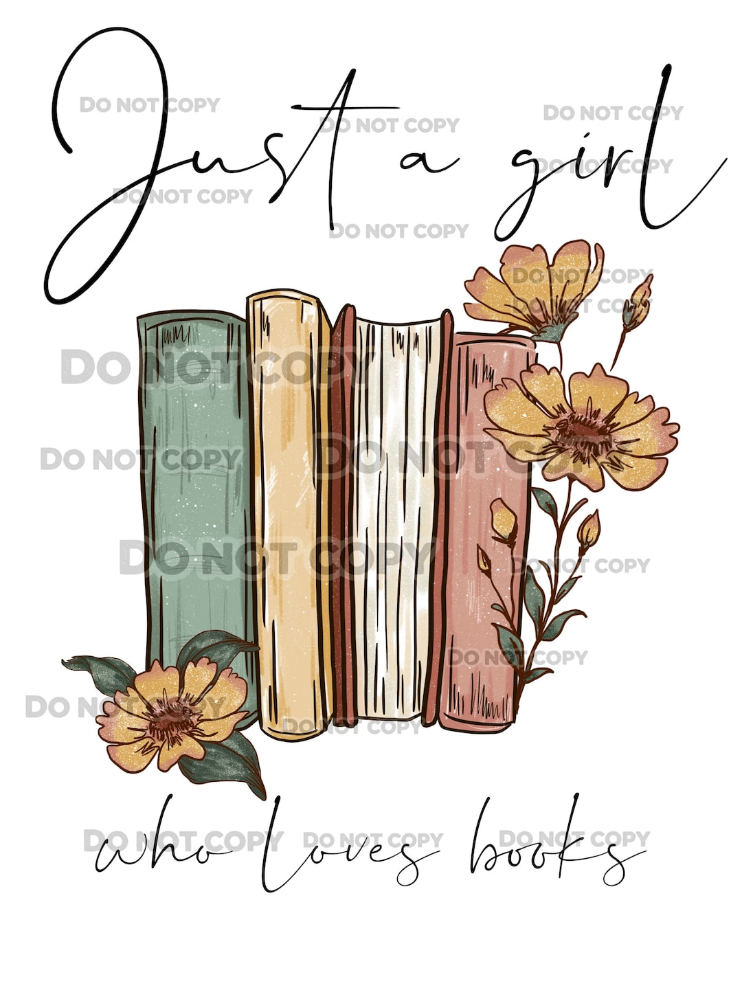 Just a Girl Who Loves Books Hand Drawn Art Png Digital Design ...