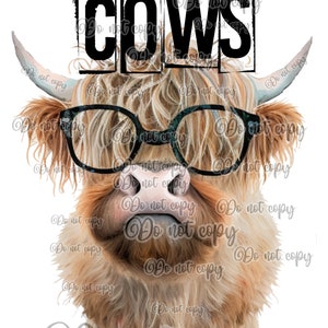 Easily distracted by cows high resolution PNG digital design sublimation and more cute hand drawn art digital watercolor