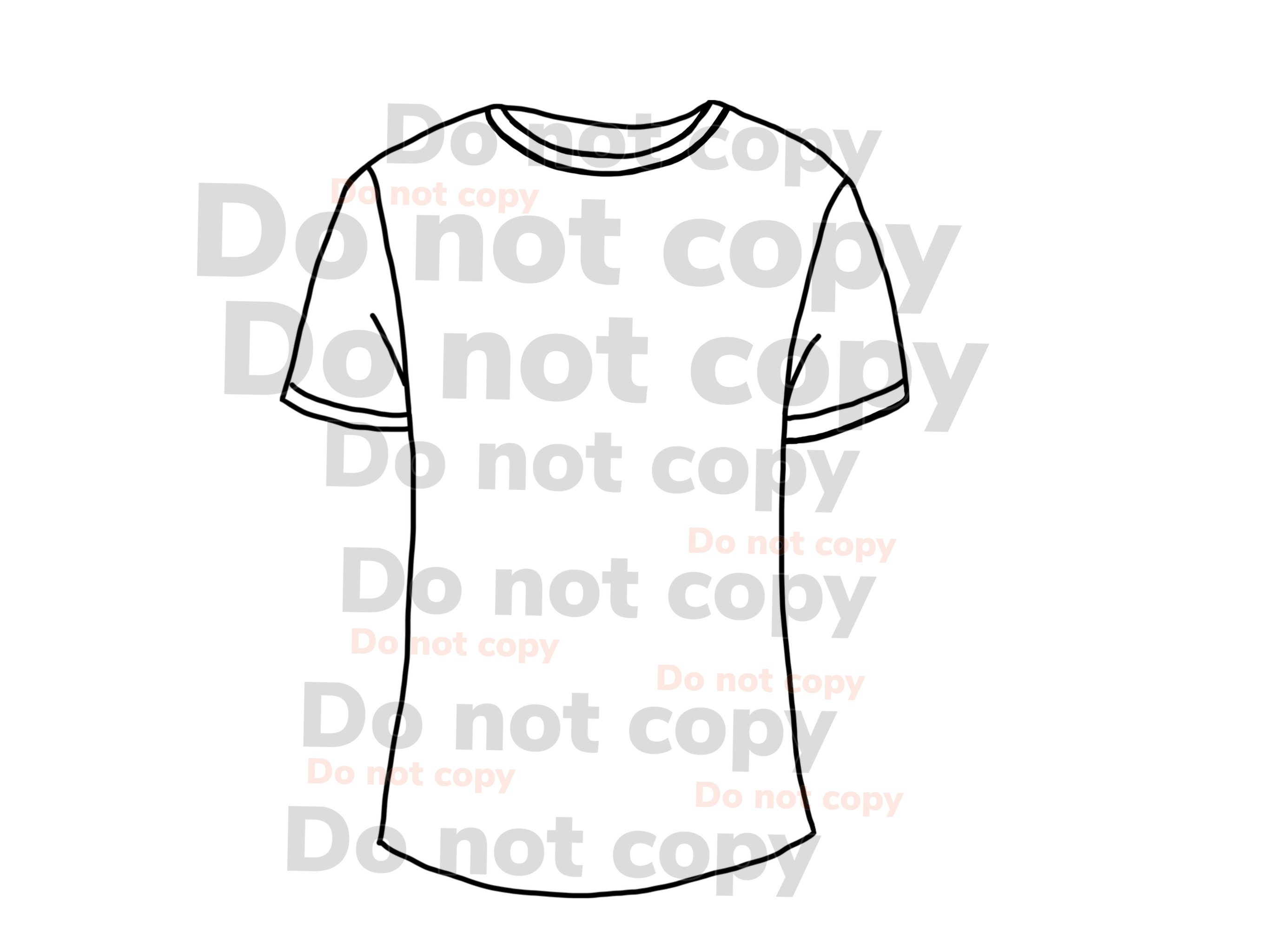 T shirt outline hand drawing high resolution PNG digital design transparent background sublimation DTF vinyl etc.