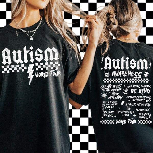Autism World Tour - Oryginalny artysta - Autism Awareness, wysoka rozdzielczość, projekt cyfrowy PNG - zniszczony - DTF