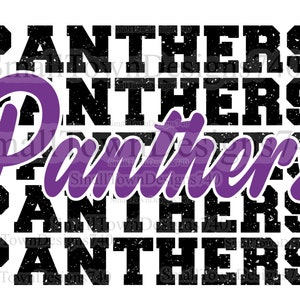 Panthers stacked distressed grunge purple high resolution PNG digital design with transparent background