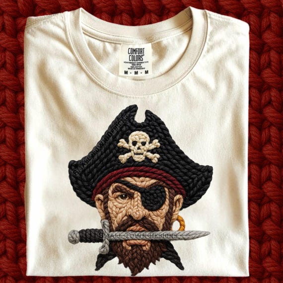 Faux Crochet Pirate Mascot- high resolution PNG digital design - Sublimation or DTF -