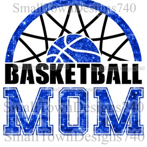 Blue sparkly sequins basketball Mom high resolution PNG digital design DTF sublimation