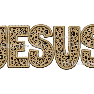 Jesus cheetah faux embroidery high resolution PNG digital design - works for sublimation & DTF