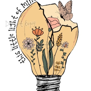 This little light of mine - retro classic vintage mental health high resolution PNG digital file with transparent background sublimation DTF