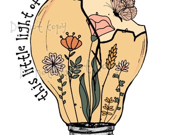 This little light of mine - retro classic vintage mental health high resolution PNG digital file with transparent background sublimation DTF