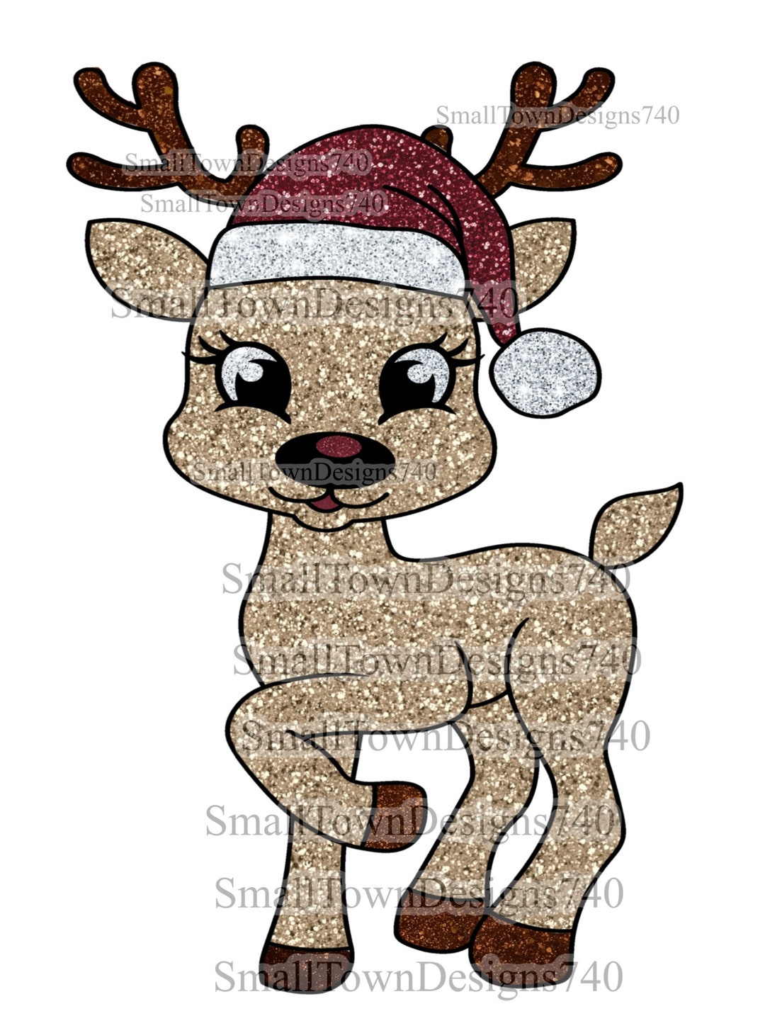 Glitter Rudolph Reindeer High Resolution PNG Digital Design ...