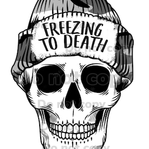 Freezing to death skull skeleton beanie high resolution PNG digital file design toboggan sublimation