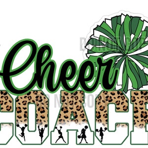 Cheer Coach Split Gepard- grün Pom Pom Hochauflösende PNG digitale Datei mit transparentem Hintergrund