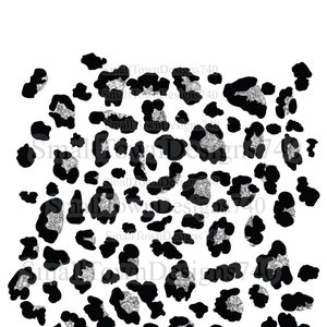 May include: Black and white leopard print with silver glitter accents. The print is seamless and can be used for various crafting projects.