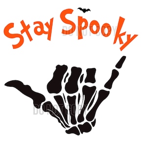 Stay spooky skeleton hand with bat high resolution PNG file with transparent background halloween hang loose