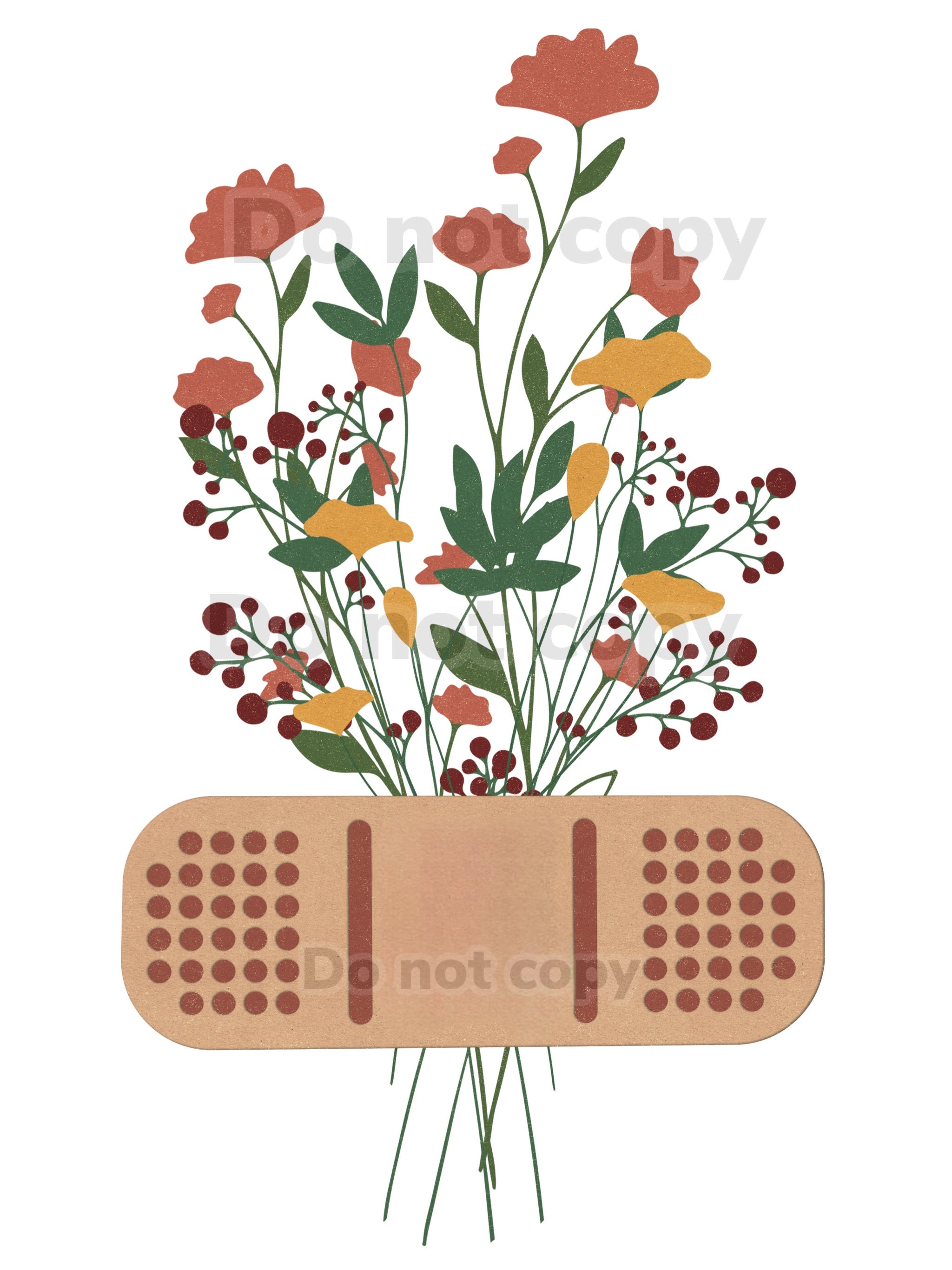 Self love band aid bandage love flowers grow high resolution PNG digital file transparent background PNG sublimation DTF screenprint