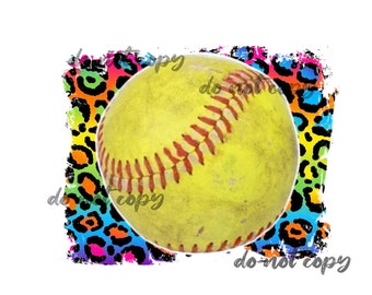 colorful rainbow cheetah distressed softball patch or sleeve PNG digital file graphic design