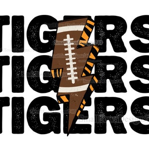 Tigers stacked lightening football high resolution PNG digital design
