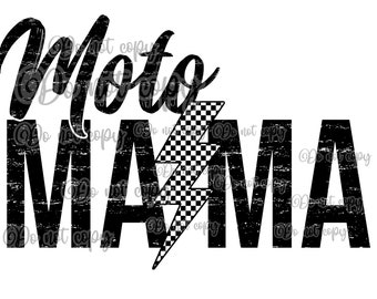 Moto mama high resolution PNG digital design sublimation DTF and more lightening checkered distressed