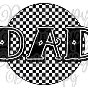 Dad retro style vintage tattoo font checkered flag high resolution PNG digital design transparent background sublimation and more