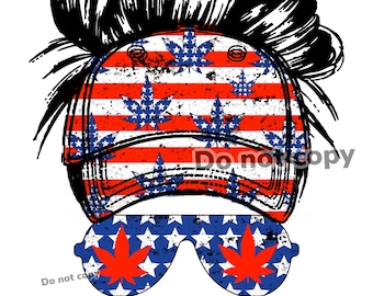 Ameri canna mama digital file bundle with sleeve / accent patch. 3 High resolution files. Messy bun ball cap