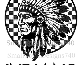 Indians high resolution PNG digital design dtf sublimation & more - school mascot vintage checkered retro classic