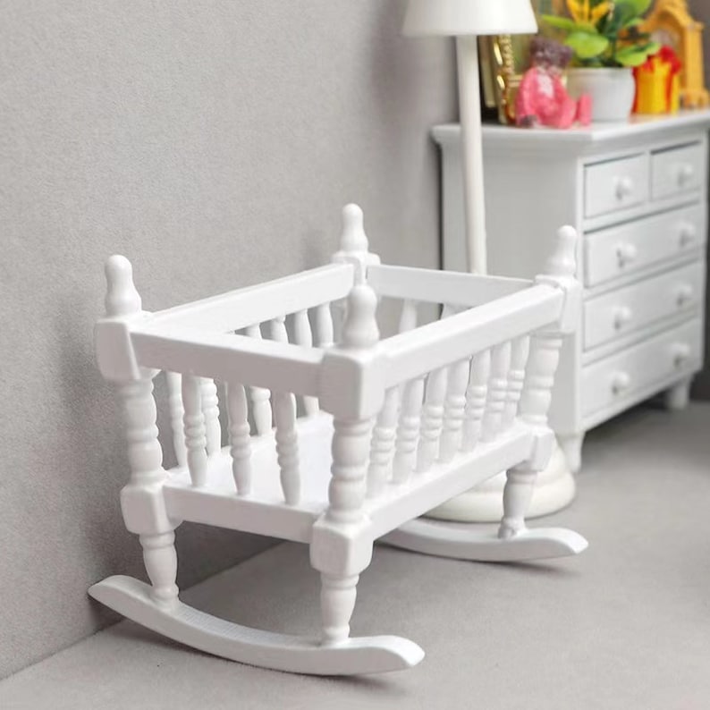 White Wooden 112 Doll House Miniature Baby Room Furniture Set Etsy