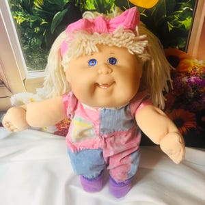 Vintage Cabbage Patch Kids Mattel Första Upplagan Populär HM19 Blond Blå Ögondocka