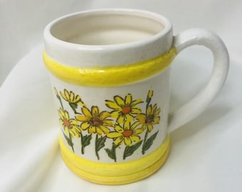 Tasse vintage Sears jaune marguerite - Cottagecore floral des années 1970