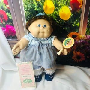 Poupée Cabbage Patch Kids HM8 Cornsilk vintage, papiers et brosse à cheveux Coleco d'usine KT