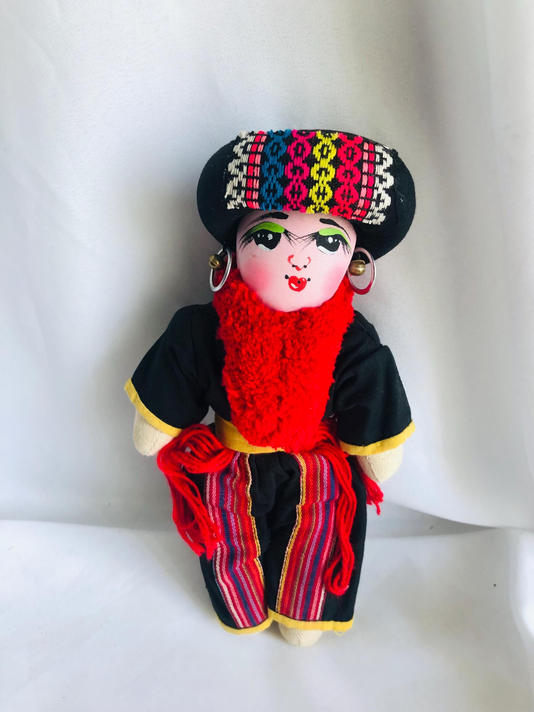 Vintage Guatemalan Folk Art Cloth Doll – Handmade Textile Doll With ...