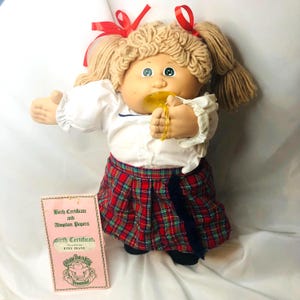 Vintage Cabbage Patch Kid Hong Kong Head KT Factory Desirable HM4 Pacifier Blonde Girl w Papers
