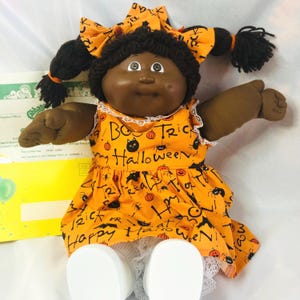 Vintage Cabbage Patch Kid African American Girl HM3 OK Factory Black Signature Halloween Dress & Adoption Papers