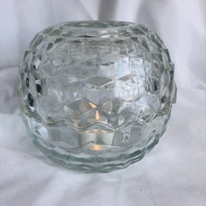 Vintage Homeco Cubist Glass Fairy Lamp: Votive Candle Holder