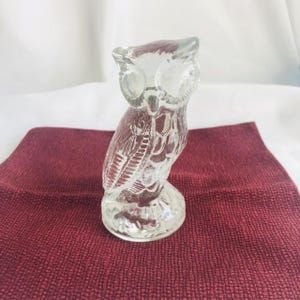 Vintage Handblown Clear Glass Owl Figurine Sculpture Paperweight 4.5&quot;