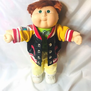 Vintage 1989 Cabbage Patch Kids Designer Line Boy CornSilk Flat Top Orange Hair Green Eyes P Factory Coleco CPK Doll